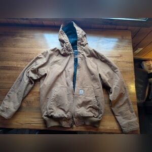 Carhartt Men's Tan Insulated Hooded Duck Jacket